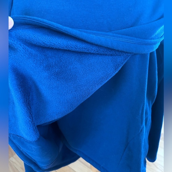 Athleta Pullover Dark Blue Cozy Karma Asymmetrical Zip Fleece Sweatshirt Size M - Picture 12 of 13